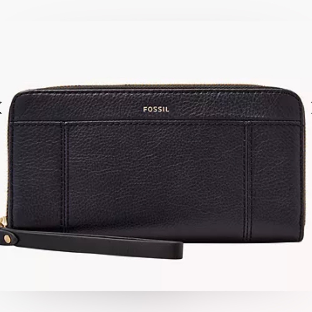 Brand New Fossil RFID Jori Clutch Wallet Midnight Navy Leather